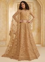 Net Biege Wedding Wear Stone Work Lehenga Choli